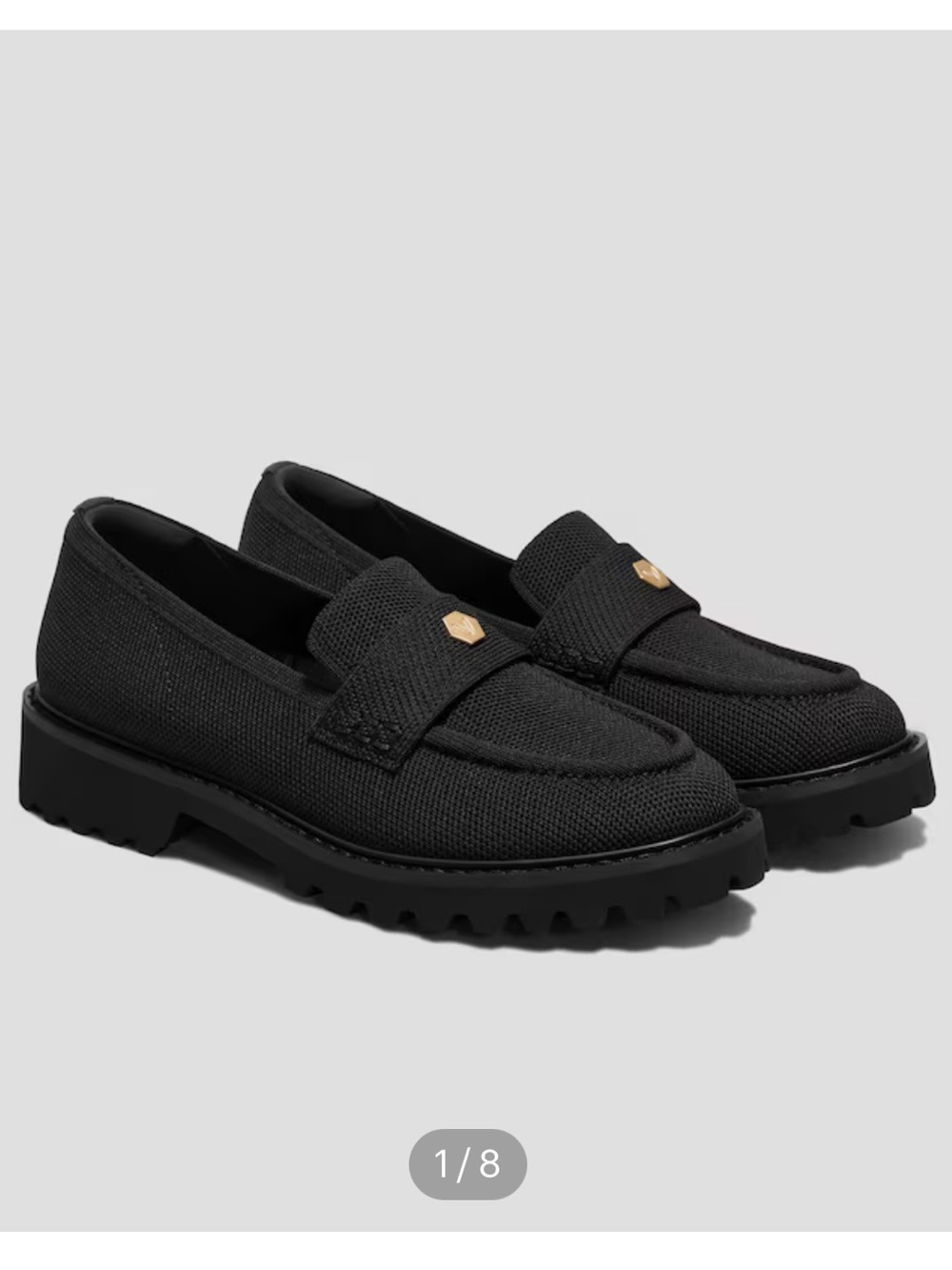 VIVAIA Round-Toe Francesca Platform Chunky Heel Loafers Black Size 9 Like New